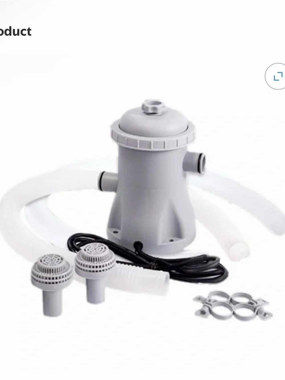 Grey Above-Ground Pool Filter Pump and Hose Accessory Kit